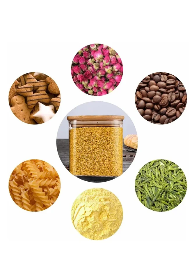 1Chase 1CHASE 2-Piece Borosilicate Square Glass Storage Jar With Air Tight Bamboo Lid 900 ML